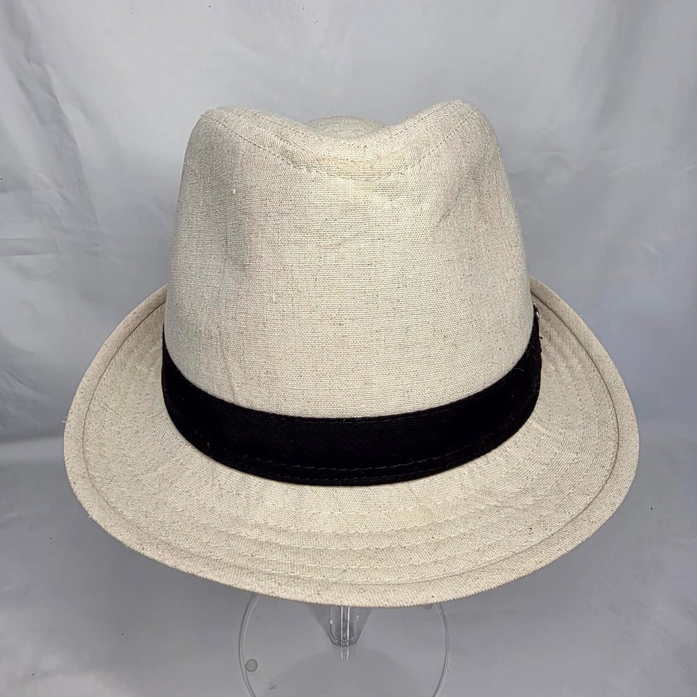 Kooringal Fedora Hat Mens 58cm Beige Linen Blend Trilby Summer Sun Beach Travel